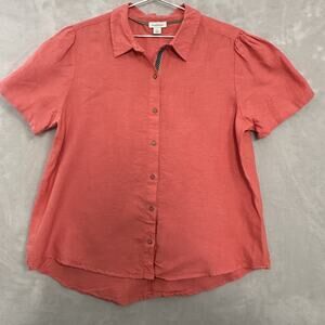 Sundance 100% Linen Shirt Button Up Collared Short Sleeve Coral Women’s Large